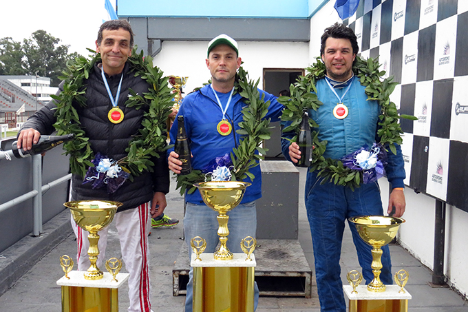 El podio de los invitados de la Clase A: 1º Nowak, 2º Porcelli y 3º D´ambrosio.